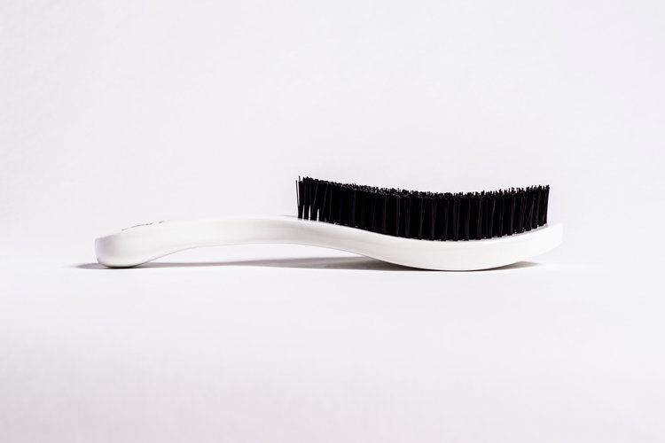 New! Classic Titanium White | Hard Flex Bristle | Crown OG 360 Wave Brush - Curved Brush King
