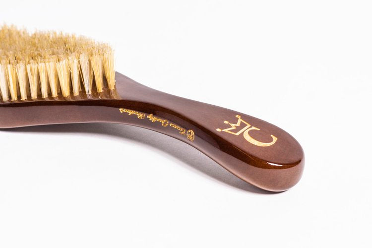New! Red Oak | Medium-Soft 100% Premium Boar Bristles | Crown OG Wave Brush - Curved Brush King