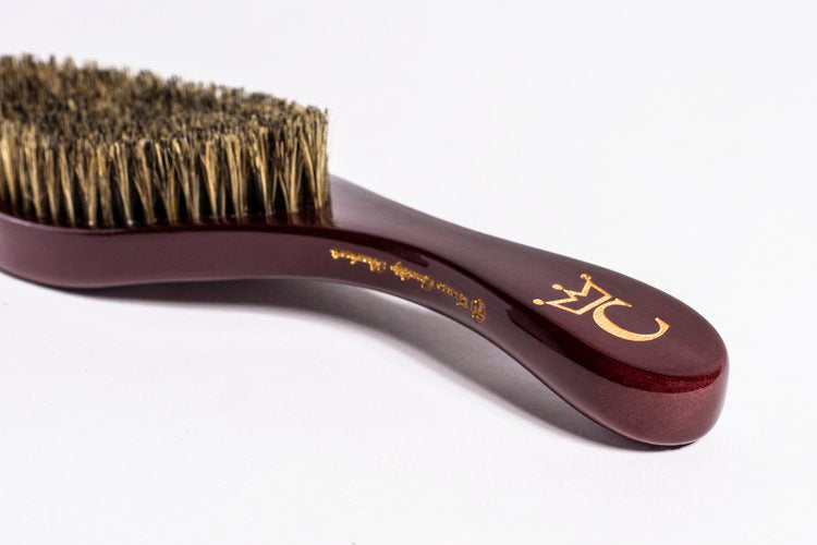 New! Premium Burgundy | Medium-Soft 100% Boar Bristle | Crown Original 360 Wave Brush - Curved Brush King
