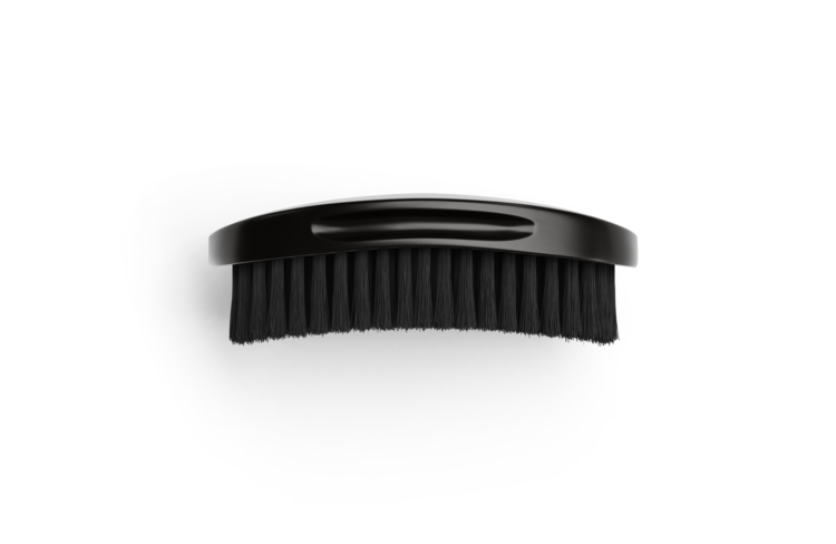 Onyx Black - Engraved Logo - Hard Flex Bristle - Caesar Original 360 Gold Wave Brush (Crown Quality Products - CQP) - Curved Brush King