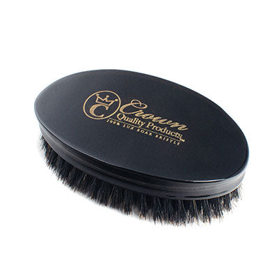 Classic Military Palm Brush – Black – 100% Medium Soft Boar Bristle - Curved Brush King